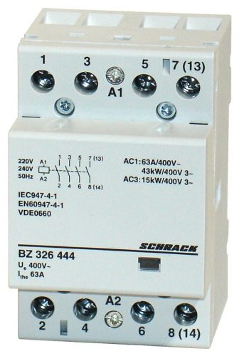 SCHRACK - BZ326444 Sorbaépíthető mágneskapcsoló 63A/15kW, 4z, 230V AC 3KE