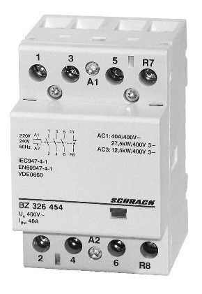 SCHRACK - BZ326454 Sorbaépíthető mágneskapcsoló 40A, 3z+1ny, 230V AC 3KE