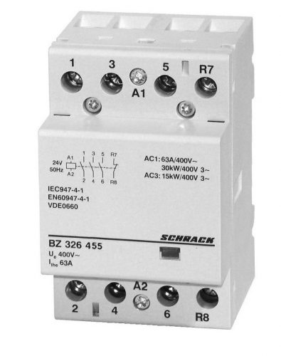 SCHRACK - BZ326455 Sorbaépíthető mágneskapcsoló 63A, 3z+1ny, 24V AC 3KE