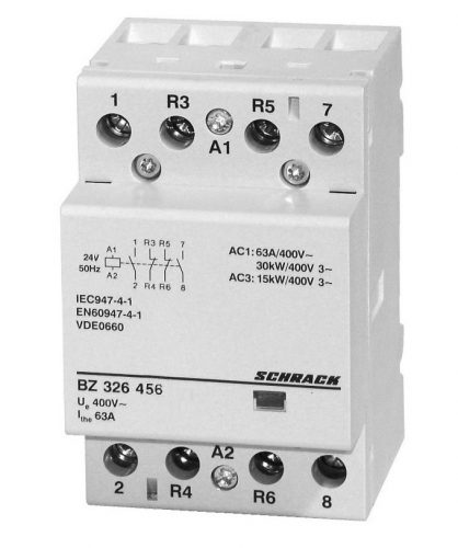 SCHRACK - BZ326456 Sorbaépíthető mágneskapcsoló 63A, 2z+2ny, 24V AC 3KE