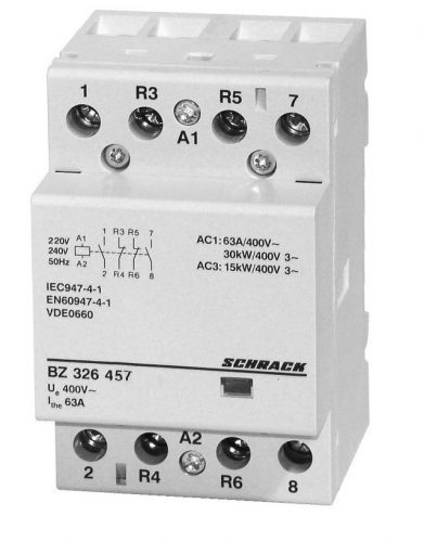 SCHRACK - BZ326457 Sorbaépíthető mágneskapcsoló 63A, 2z+2ny, 230V AC 3KE