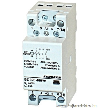 SCHRACK - BZ326460VM Sorbaépíthető mágneskapcsoló 25A, 4z, 24V ACDC 2KE