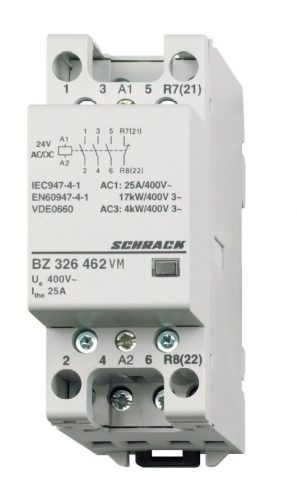 SCHRACK - BZ326462VM Sorbaépíthető mágneskapcsoló 25A, 3z+1ny, 24V ACDC 2KE