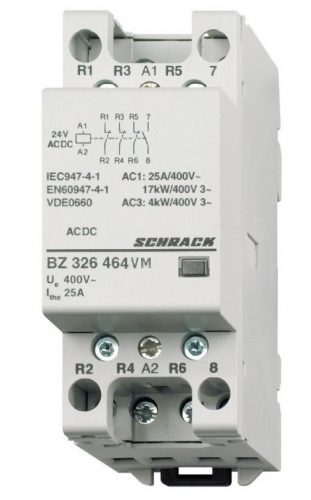 SCHRACK - BZ326464VM Sorbaépíthető mágneskapcsoló 25A, 1z+3ny, 24V ACDC 2KE