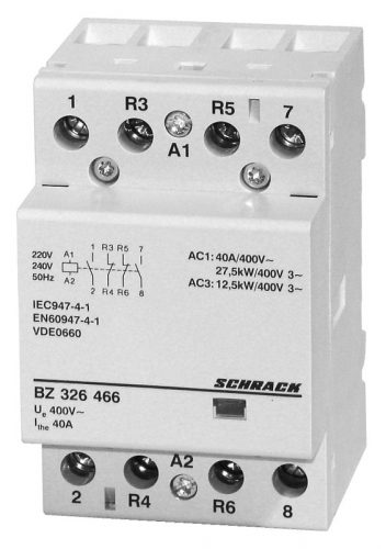 SCHRACK - BZ326466 Sorbaépíthető mágneskapcsoló 40A, 2z+2ny, 230V AC 3KE