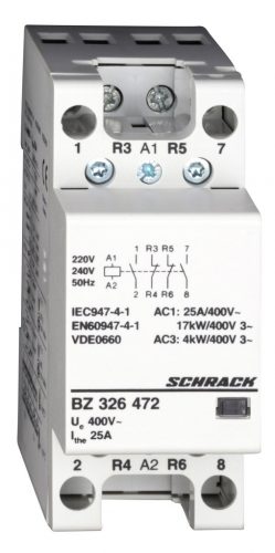 SCHRACK - BZ326472 Sorbaépíthető mágneskapcsoló 25A, 2z+2ny, 230V AC 2KE