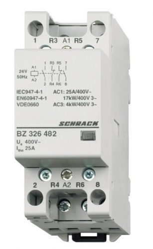 SCHRACK - BZ326482 Sorbaépíthető mágneskapcsoló 25A, 2z+2ny, 24V AC 2KE