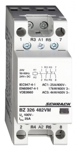 SCHRACK - BZ326482VM Sorbaépíthető mágneskapcsoló 25A, 2z+2ny, 24V ACDC 2KE