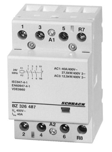 SCHRACK - BZ326487 Sorbaépíthető mágneskapcsoló 40A, 3z/1n, 24V AC 3KE