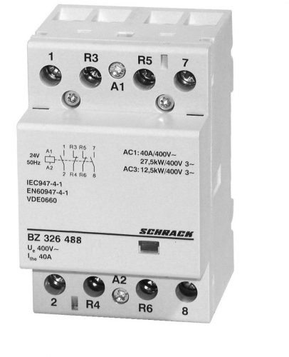 SCHRACK - BZ326488 Sorbaépíthető mágneskapcsoló 40A, 2z/2n, 24V AC 3KE