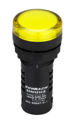 SCHRACK - BZ501216B Kompakt jelzőlámpa, LED, 230V AC/DC, sárga