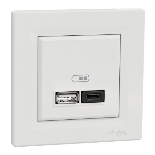 SCHNEIDER EPH2700421 - ASFORA Dupla USB gyorstöltő, A+C, 45W, fehér