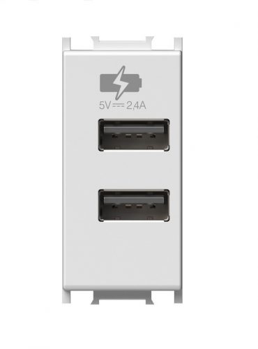 SCHRACK - ET101017 USB 2-es töltő, 5V, 2,4A, 1M, fehér