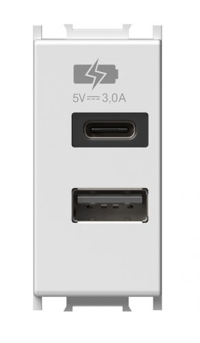 SCHRACK - ET101018 USB dupla töltő aljzat, 5VDC, 3A, 1M, fehér