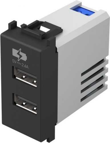 SCHRACK - ET111017 USB 2-es töltő, 5V, 2,4A, 1M, fekete