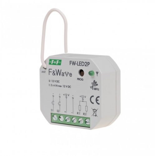 F>F Filipowski - FW-LED2P vezetéknélküli LED vezérlő - 2 csatornás LED vezérlő, 12VDC, dobozba - HD Hungária - FW-LED2P