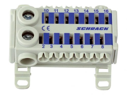 SCHRACK - IK021078 N kapocs blokk, 2x25mm²+14x6mm², 80A, IP20, kék