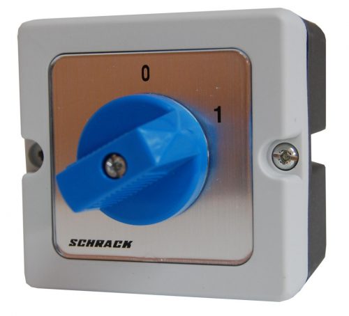 SCHRACK - IN035320 Kapcsoló IP40 műanyag tokozatban, 0-1, 20A, 3pólusú, M10H