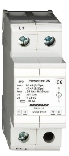 SCHRACK - IS010111 Powertec T1/T2, 335/25kA, villámáram levezető