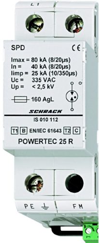 SCHRACK - IS010112 Powertec T1/T2, 335/25kA, villámáram levezető+s. é.