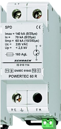 SCHRACK - IS010114 Powertec T1/T2, 335/60kA, villámáram levezető+s.é.