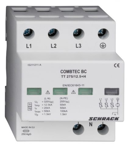 SCHRACK - IS211210A Combtec T1/T2 túlfeszültséglevezető 275/12,5kA, TT