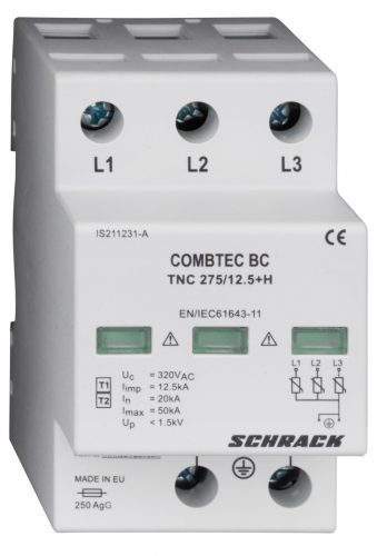 SCHRACK - IS211230A Combtec T1/T2 túlfeszültséglevezető 275/12,5kA, TN-C