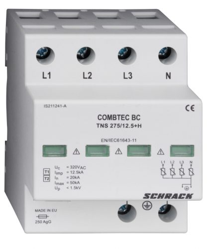 SCHRACK - IS211241A Combtec T1/T2 túlfeszültséglevezető 275/12,5kA, TN-S+s.é