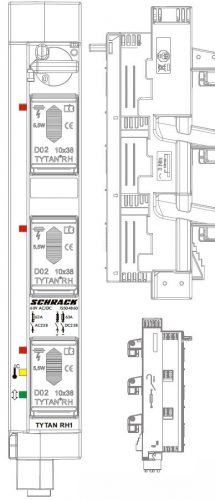 SCHRACK - IS504860 TYTAN RH1 biztosítós kapcsoló 3p. DO2 4-60VDC felügyelettel