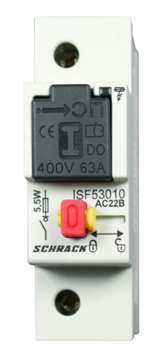 SCHRACK - ISF53010 ARROW ON biztosítós kapcsoló 1p, csak 10A-es betéhez