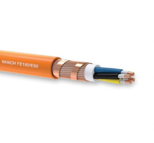 NHXCH FE180/E90  2x 1,5/1,5mm² 0,6/1 kV Tűzálló, halogénmentes rézkábel, Cu árnyékolással