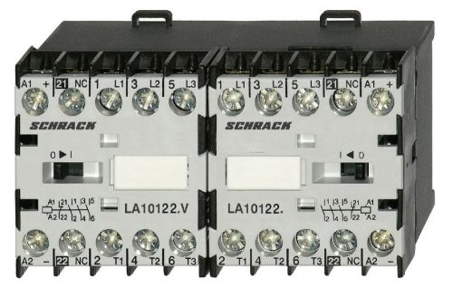 SCHRACK - LA1W12W501 Mini irányváltó mágneskapcsoló kombináció 5,5kW 24VDC, 1ny