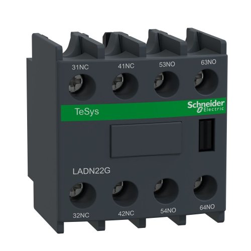 SCHNEIDER LADN22G - Segédérintkező blokk, homloklapi, 2Z+2NY, EN50012