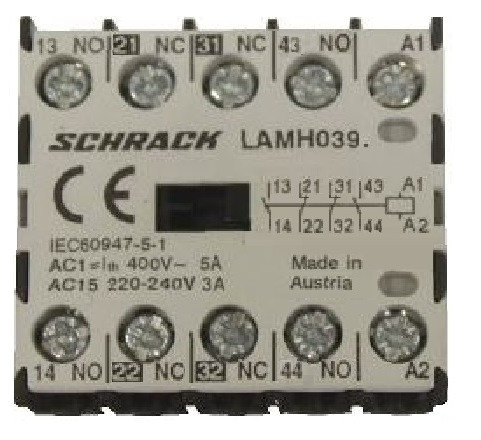 SCHRACK - LAMH0390 Micro segédmágneskapcsoló 2Z+2NY, 3A, 24VAC