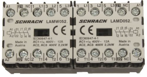 SCHRACK - LAMW0523 Micro irányváltó mágneskapcsoló kombináció 2,2kW/230VAC, 1NY