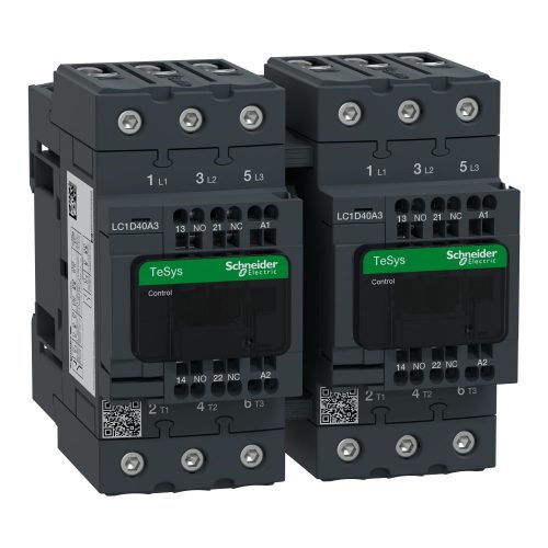 SCHNEIDER LC2D40A3FE7 - 3 pólusú irányváltós mágneskapcsoló Everlink (AC3, 400V 40A) rugós vezérlő sorkapoccsal 115V AC 50/60Hz