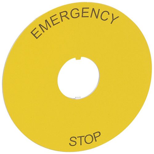 LEGRAND-024179 - Osmoz cimke vészleállító nyomógombhoz Ø80 - "EMERGENCY STOP"