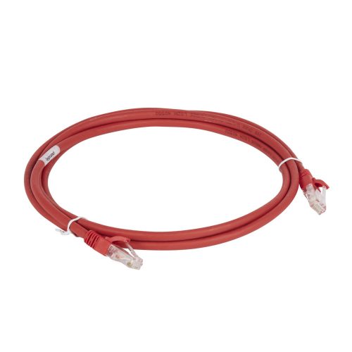 LEGRAND-051879 - LEGRAND patch kábel RJ45-RJ45 Cat6A árnyékolatlan (U/UTP) LSZH (LSOH) 2 méter piros d: 6,2mm AWG26 LCS3