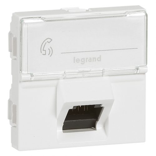 LEGRAND-076507 - Program Mosaic RJ 45 informatikai csatlakozóaljzat, 1 x RJ 45 árnyékolt (STP) Cat.6, 2 modul széles, 45°-ban döntött aljzattal, energiaoszlophoz, fehér