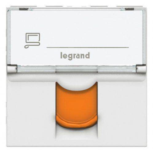 LEGRAND-076525 - Program Mosaic LCS2 RJ45 aljzat Cat 6A STP, 2 modul,fehér,narancssárga redőnnyel