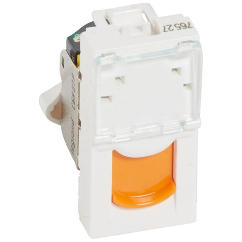 LEGRAND-076527 - Program Mosaic RJ 45 informatikai csatlakozóaljzat, 1 x RJ 45 árnyékolatlan (UTP) Cat.6A, 1 modul széles, narancssárga redőnnyel, fehér