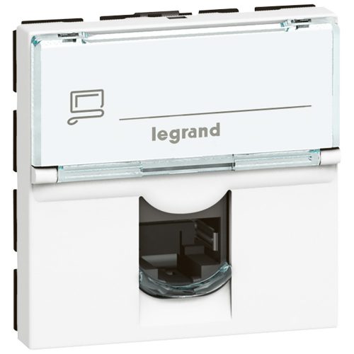 LEGRAND-076591 - Program Mosaic RJ 45 informatikai csatlakozóaljzat, 1 x RJ 45 árnyékolatlan (UTP) Cat.6, 2 modul széles, 90°-ban elforgatott, energiaoszlophoz, fehér