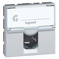 LEGRAND-079474 - Program Mosaic RJ 45 informatikai csatlakozóaljzat, 1 x RJ 45 árnyékolatlan (UTP) Cat.6A, 2 modul széles, alumínium