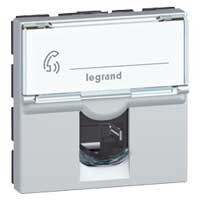 LEGRAND-079492 - Program Mosaic RJ 45 informatikai csatlakozóaljzat, 1 x RJ 45 árnyékolt (FTP) Cat.6, 2 modul széles, 90°-ban elforgatott, energiaoszlophoz, alumínium