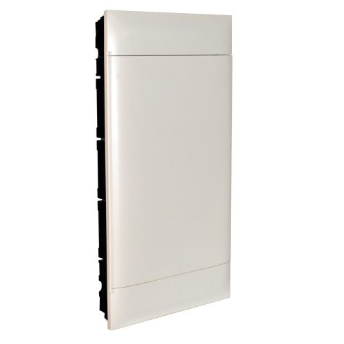 LEGRAND-135143 - PractiboxS 3 sor 12 modul, téglafalba süllyeszthető kiselosztó(650°C), fehér ajtóval, védőföld és nulla elosztókapoccsal