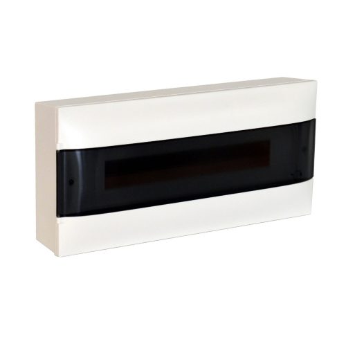 LEGRAND-137215 - PractiboxS 1 sor 22 modul, falon kívüli kiselosztó(650°C), átlátszó füstszínű ajtóval, védőföld és nulla elosztókapoccsal