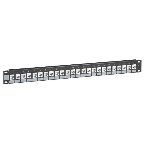 LEGRAND-632791 - LEGRAND üres keystone patch panel 1U-19" árnyékolatlan (UTP) 24xRJ45 port fogadására műanyag kábeltartóval Linkeo