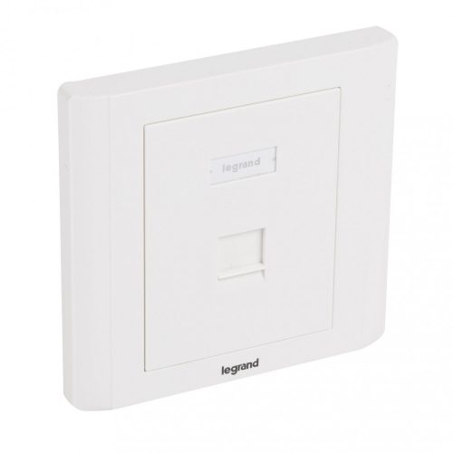 LEGRAND-632794 - LEGRAND Linkeo süllyesztett szerelvény 1xRJ45 keystone port fogadására egyenes fehér burkolattal és kerettel címketartóval