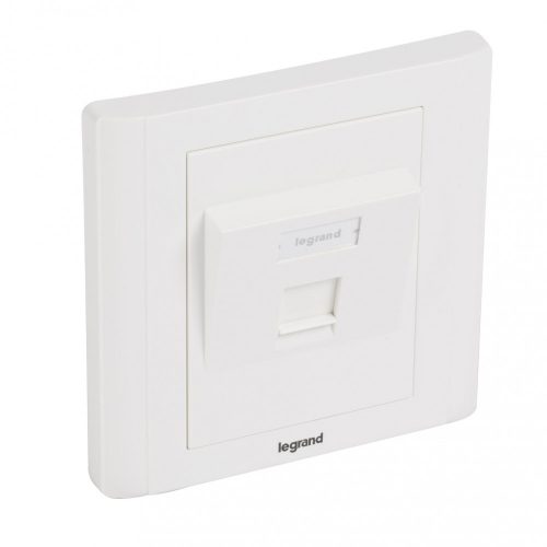 LEGRAND-632796 - LEGRAND Linkeo süllyesztett szerelvény 1xRJ45 keystone port fogadására döntött fehér burkolattal és kerettel címketartóval