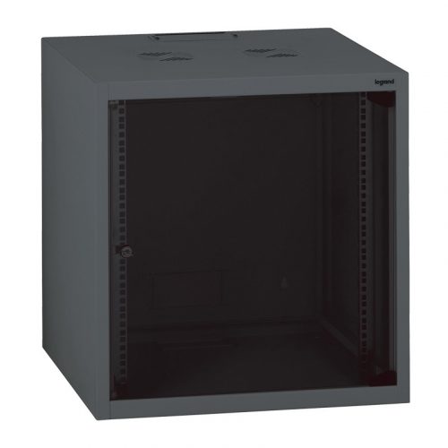 LEGRAND-646212 - LEGRAND fali rack szekrény 19'' 12U MAG: 626 SZÉL: 600 MÉLY: 600 antracit egyrészes üvegajtós készre szerelt MAX: 36 kg Linkeo